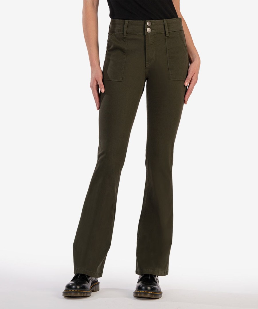 Fit Kut from the Kloth Ana Flare | Ana High Rise Flare Dark Olive