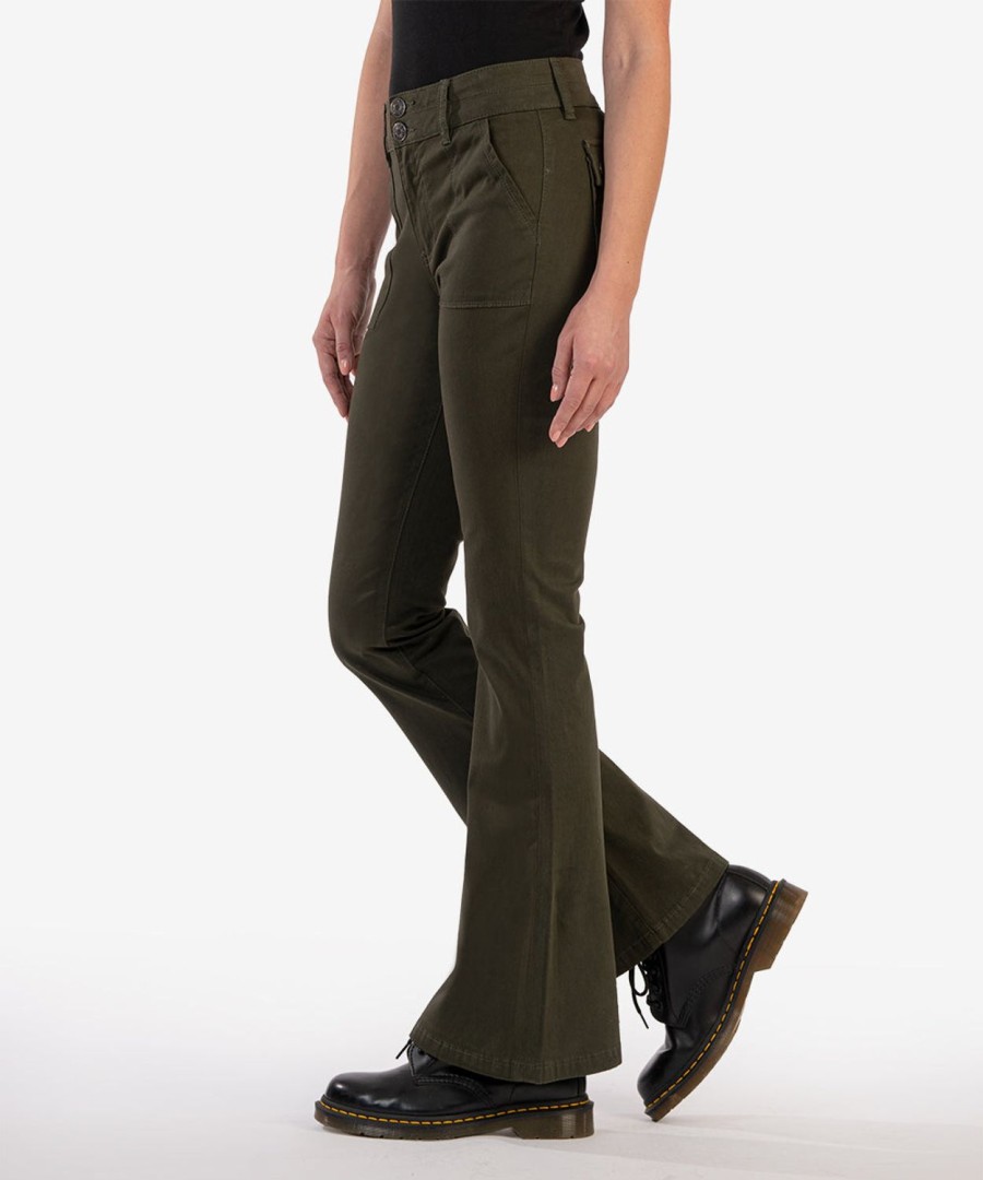 Fit Kut from the Kloth Ana Flare | Ana High Rise Flare Dark Olive