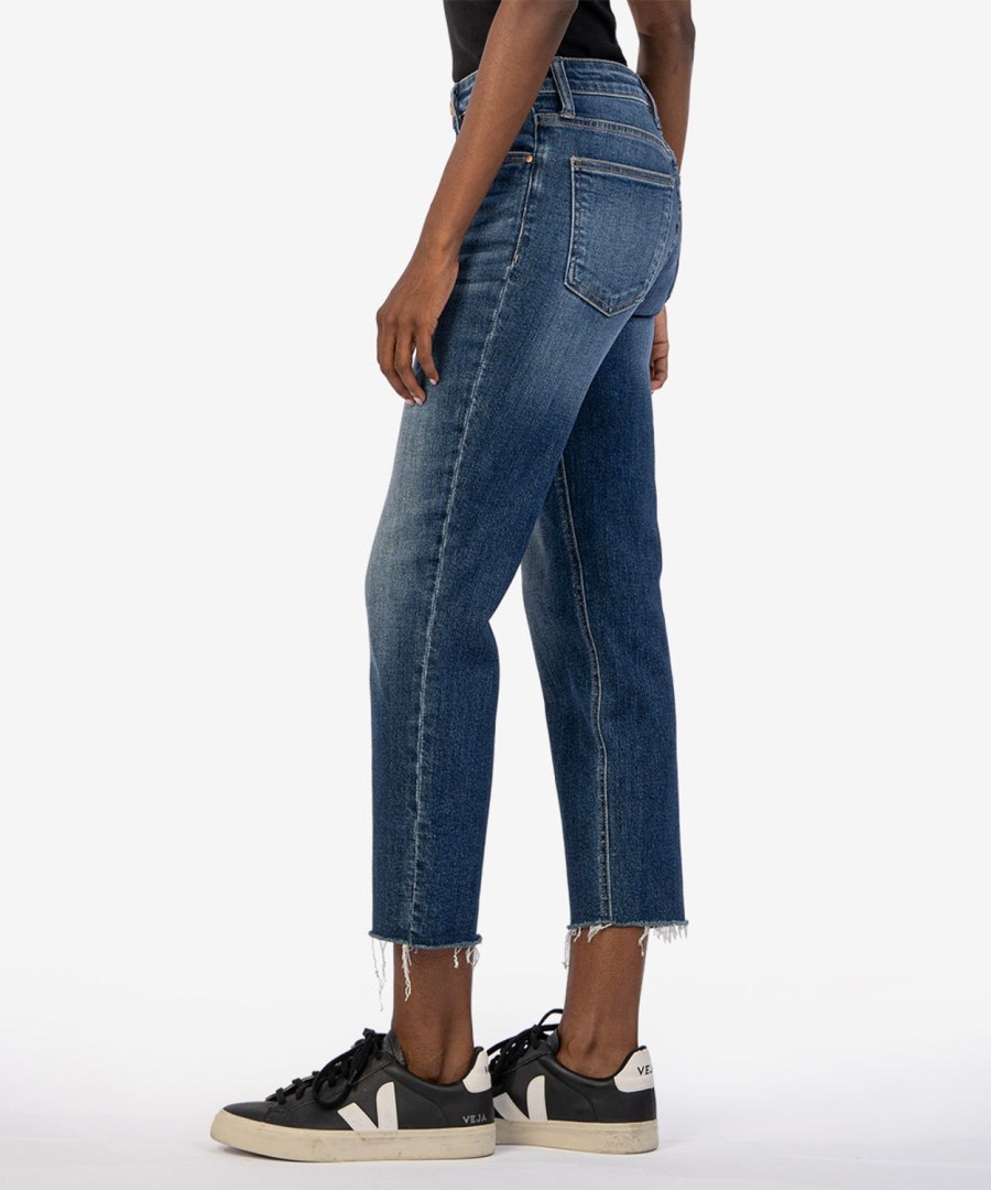 Denim Kut from the Kloth | Rachael High Rise Fab Ab Mom Jean, Petite Explore W/Darkstone Base Wash