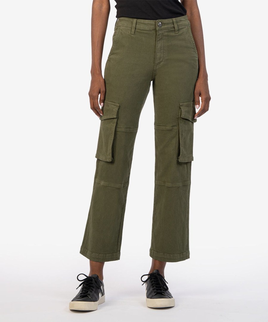 Clothing Kut from the Kloth | Pattie Mid Rise Straight Leg Cargo Army Green