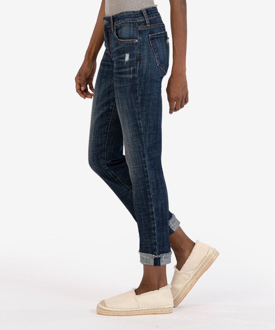 Denim Kut from the Kloth | Amy Mid Rise Crop Straight Leg (Prestigious Wash) Prestigious W/Euro Base Wash