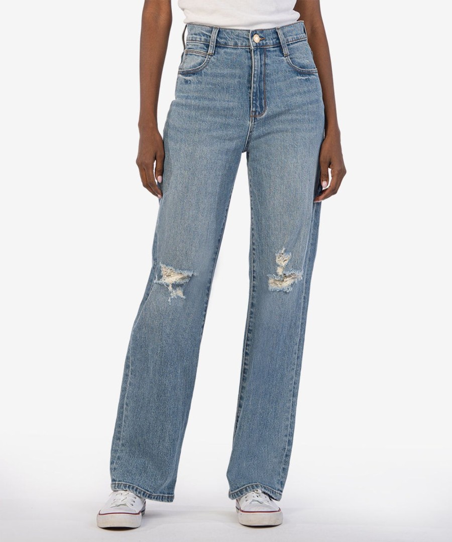 Denim Kut from the Kloth | Sienna High Rise Wide Leg Formed W/Med Base Wash