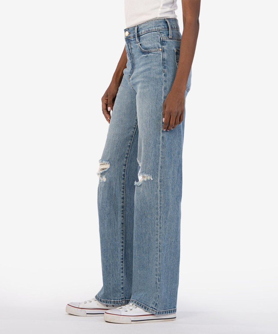 Denim Kut from the Kloth | Sienna High Rise Wide Leg Formed W/Med Base Wash