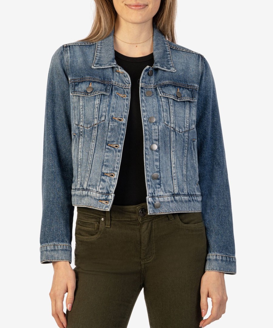 Clothing Kut from the Kloth | Julia Denim Crop Jacket Capitalized W/Dk Base Wash