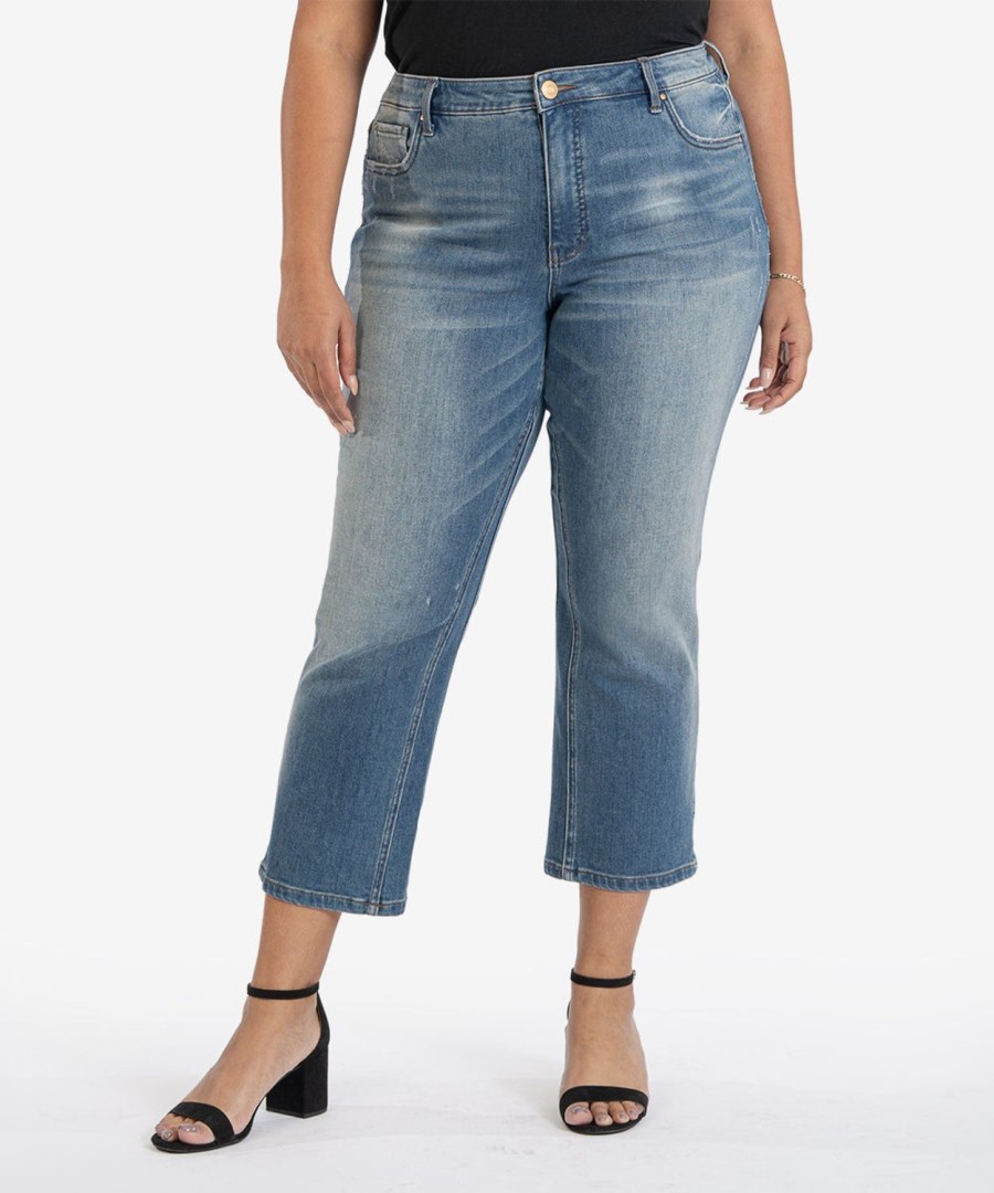 Denim Kut from the Kloth | Kelsey High Rise Fab Ab Ankle Flare, Plus Helped W/Medium Base Wash