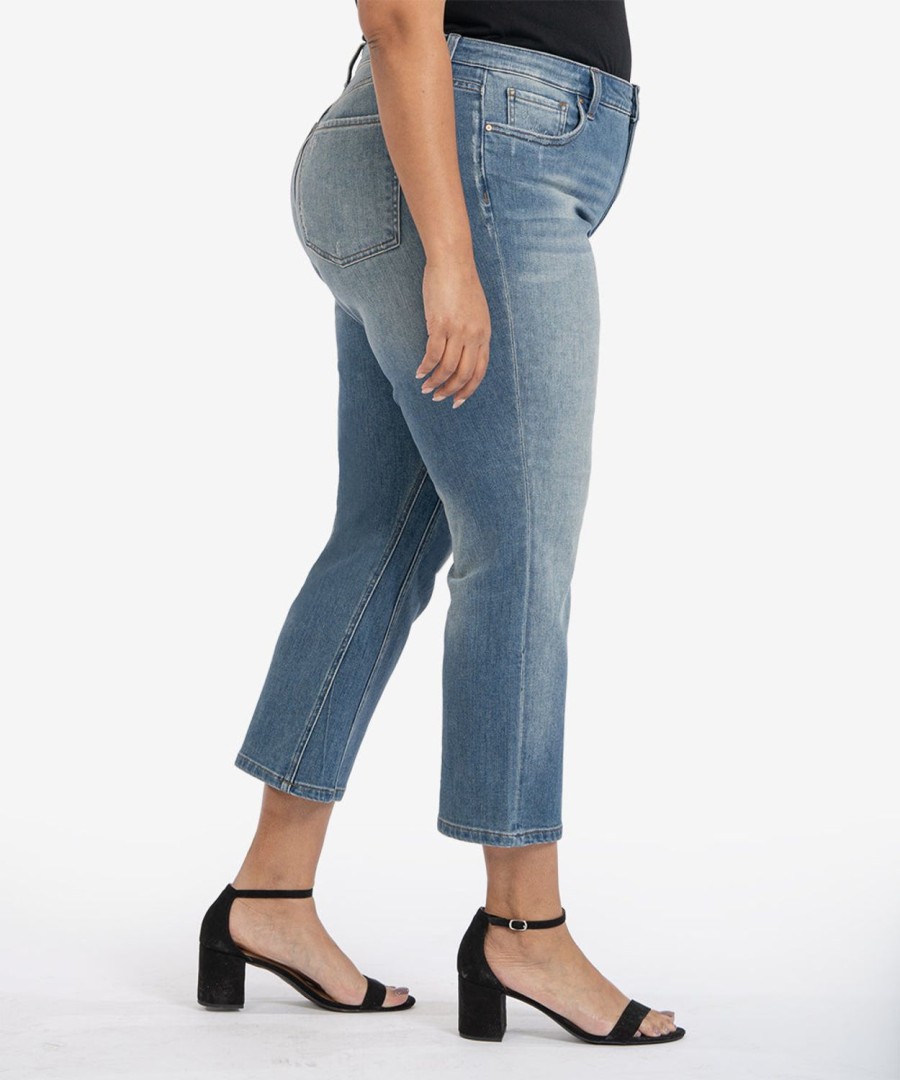 Denim Kut from the Kloth | Kelsey High Rise Fab Ab Ankle Flare, Plus Helped W/Medium Base Wash