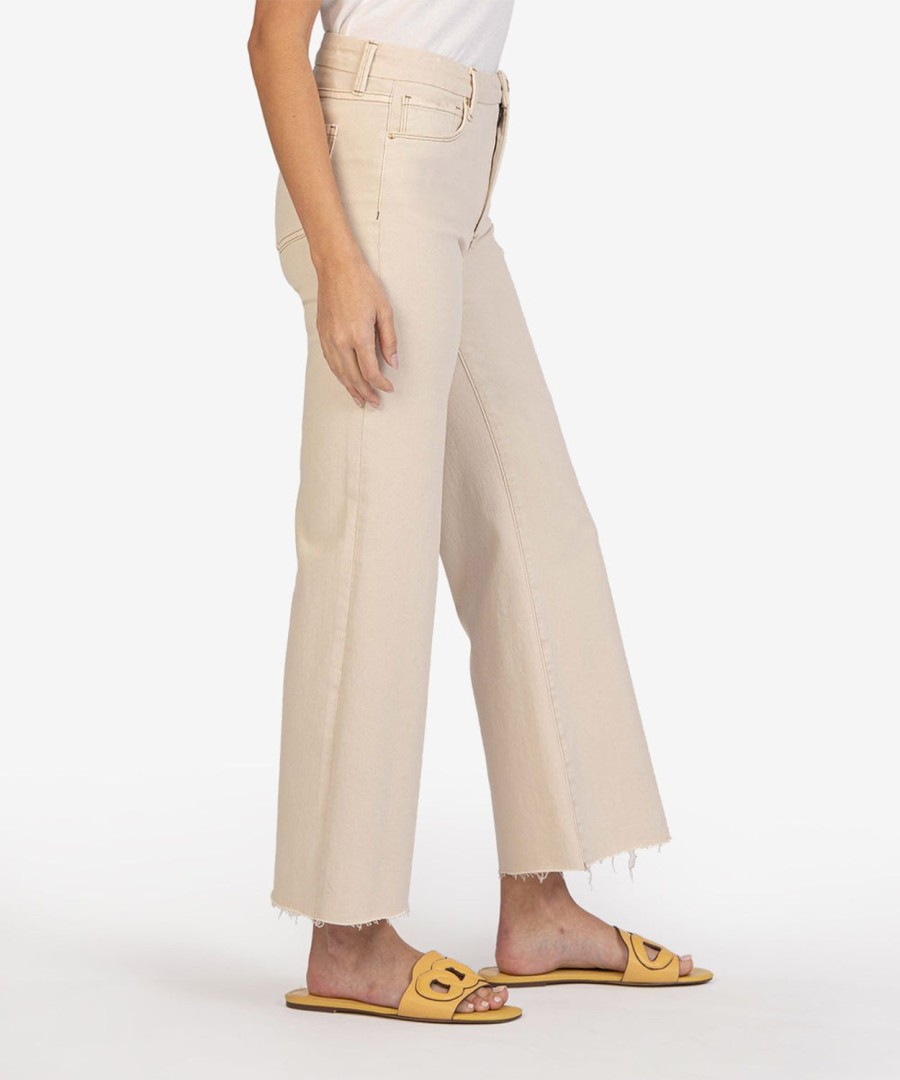 Denim Kut from the Kloth | Meg High Rise Fab Ab Wide Leg, Petite Ecru