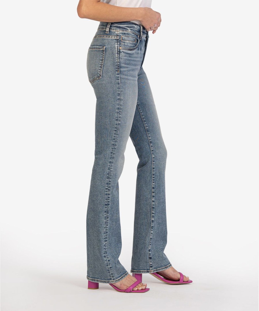 Fit Kut from the Kloth Natalie Boot Cut | Natalie High Rise Fab Ab Bootcut (Cracking Wash) Cracking W/Medium Base Wash