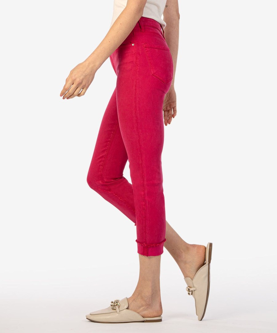 Fit Kut from the Kloth Amy Crop Straight Leg | Amy Mid Rise Crop Straight Leg Brave Fuschia