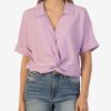 Clothing Kut from the Kloth | Rebel Linen Blend Top Lavender