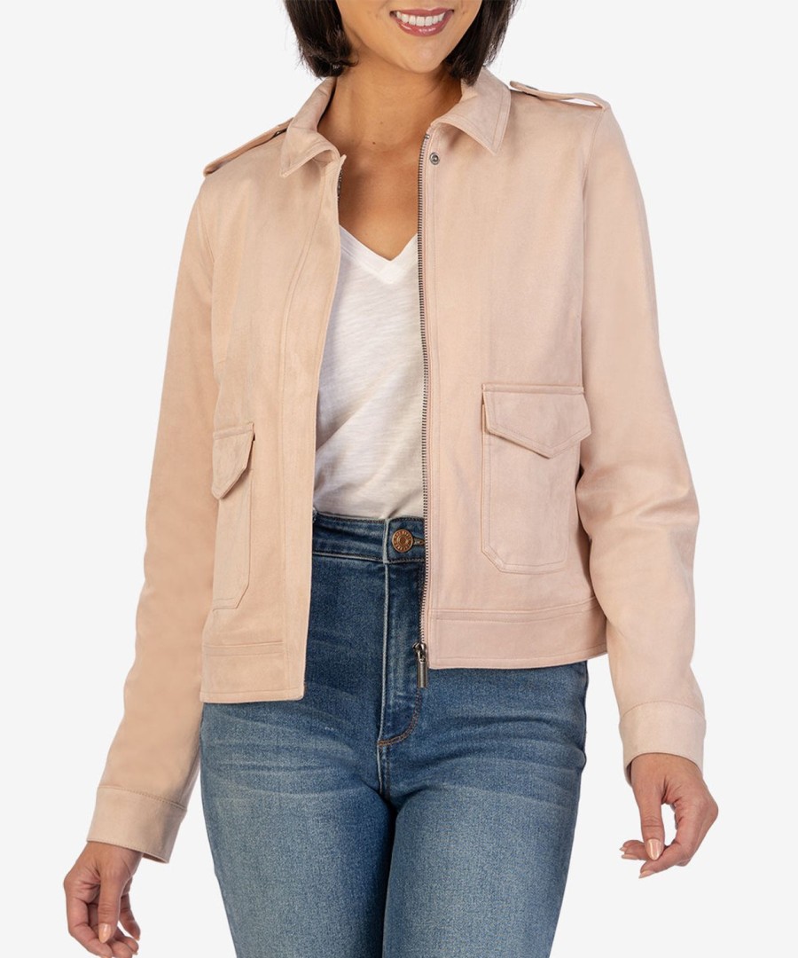 Clothing Kut from the Kloth | Alena Zip Faux Suede Jacket Powder Pink