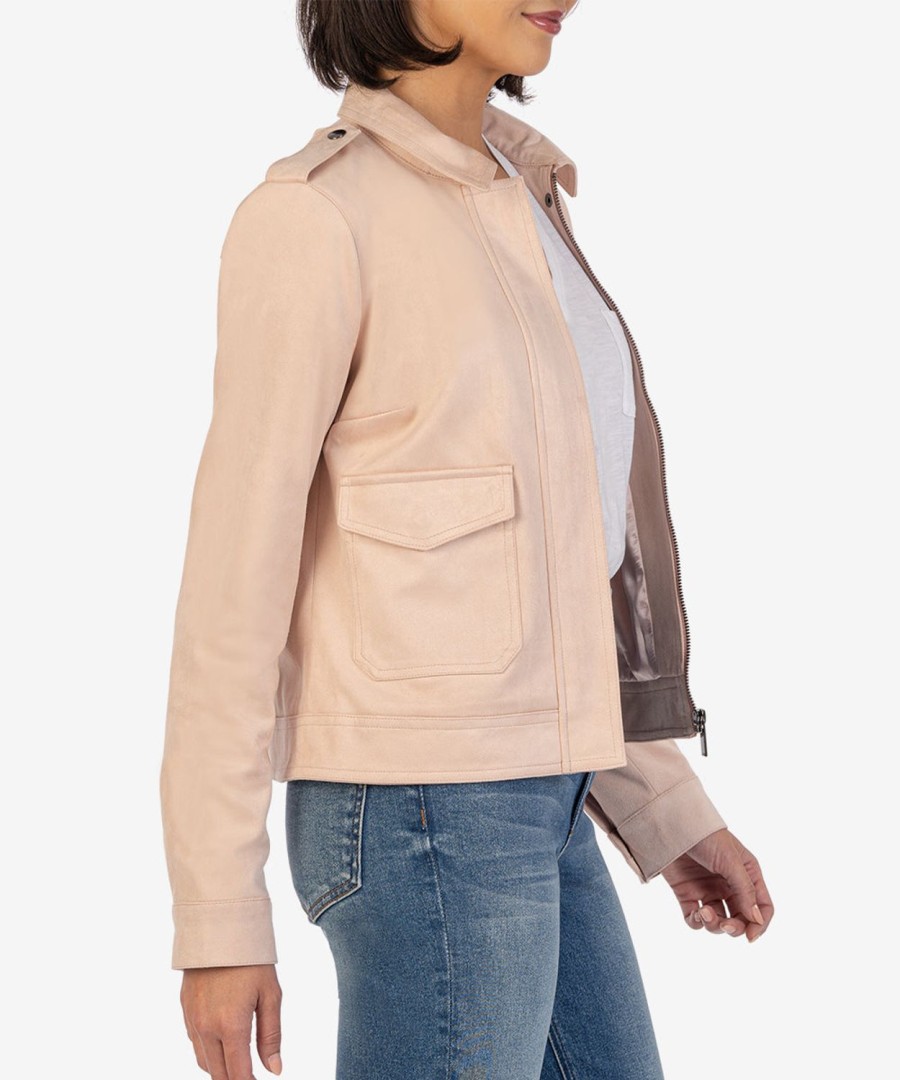 Clothing Kut from the Kloth | Alena Zip Faux Suede Jacket Powder Pink