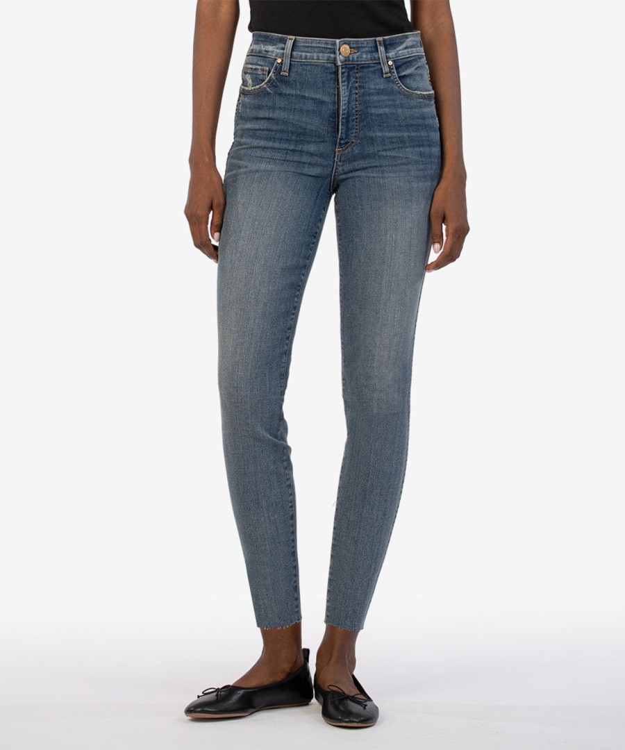 Denim Kut from the Kloth | Connie High Rise Fab Ab Ankle Skinny, Exclusive Expanded W/Med Base Wash