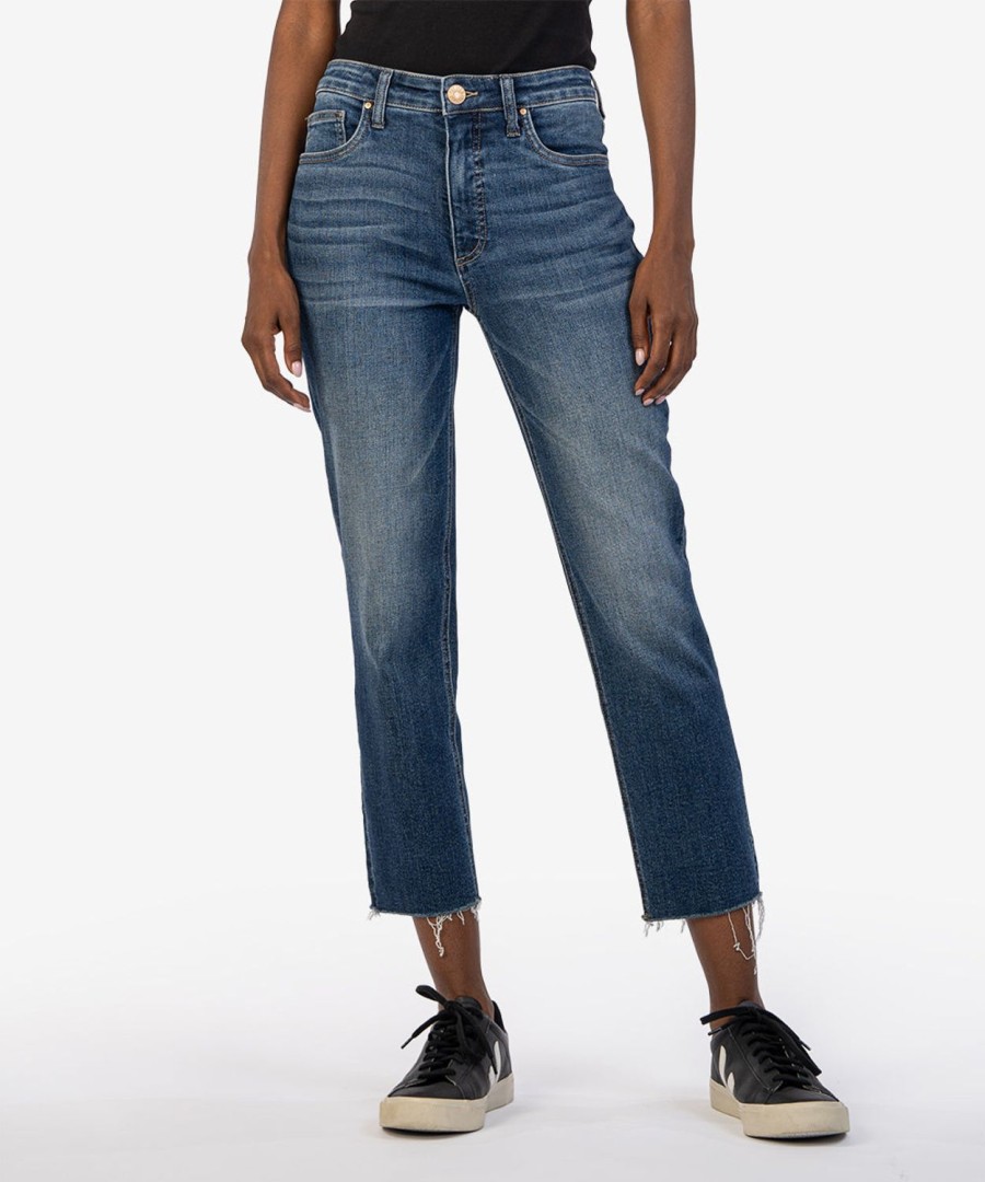 Fit Kut from the Kloth Rachael Mom Jean | Rachael High Rise Fab Ab Mom Jean, Petite Explore W/Darkstone Base Wash