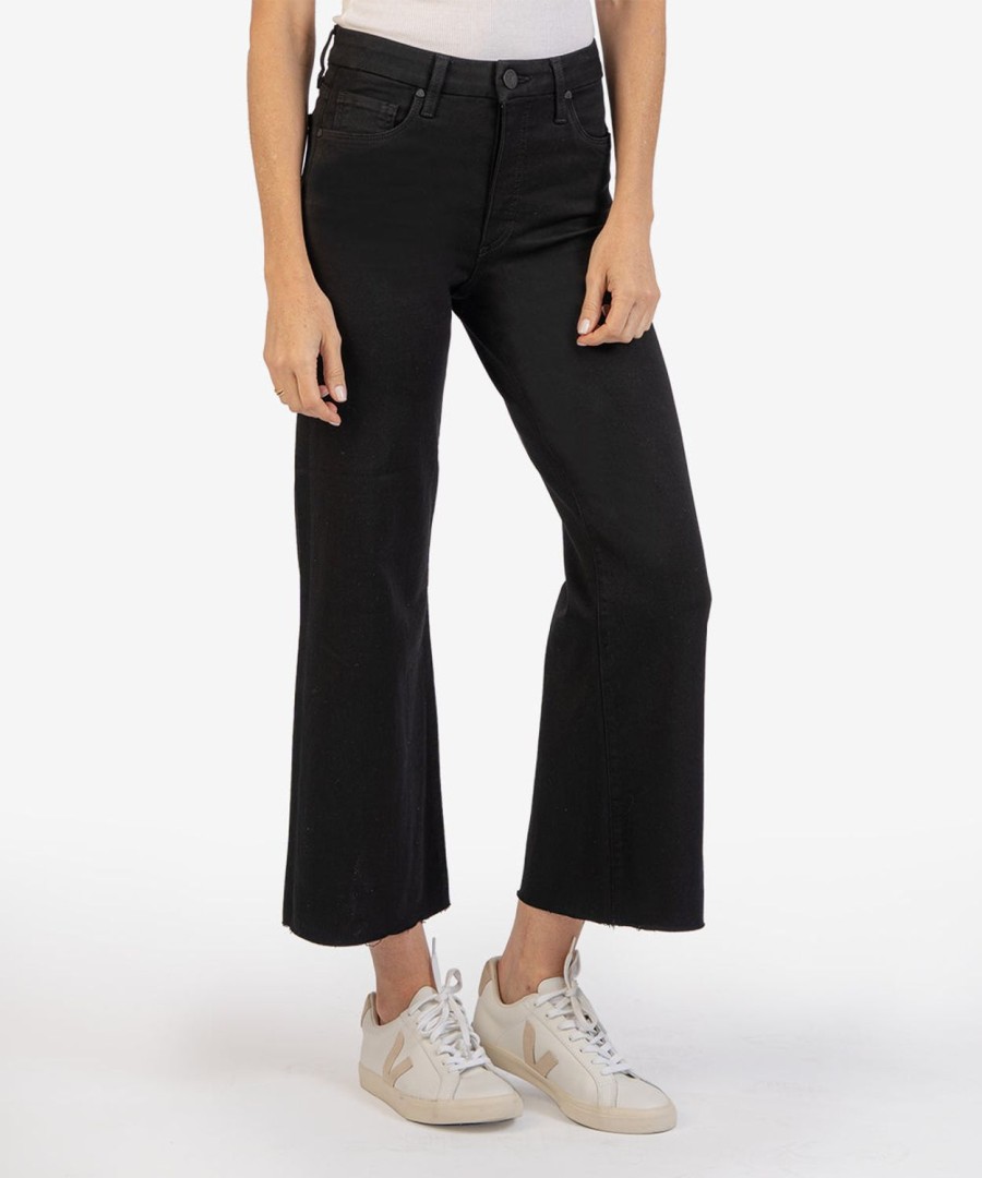 Denim Kut from the Kloth | Meg High Rise Fab Ab Wide Leg Raw Hem, Exclusive ( ) Black