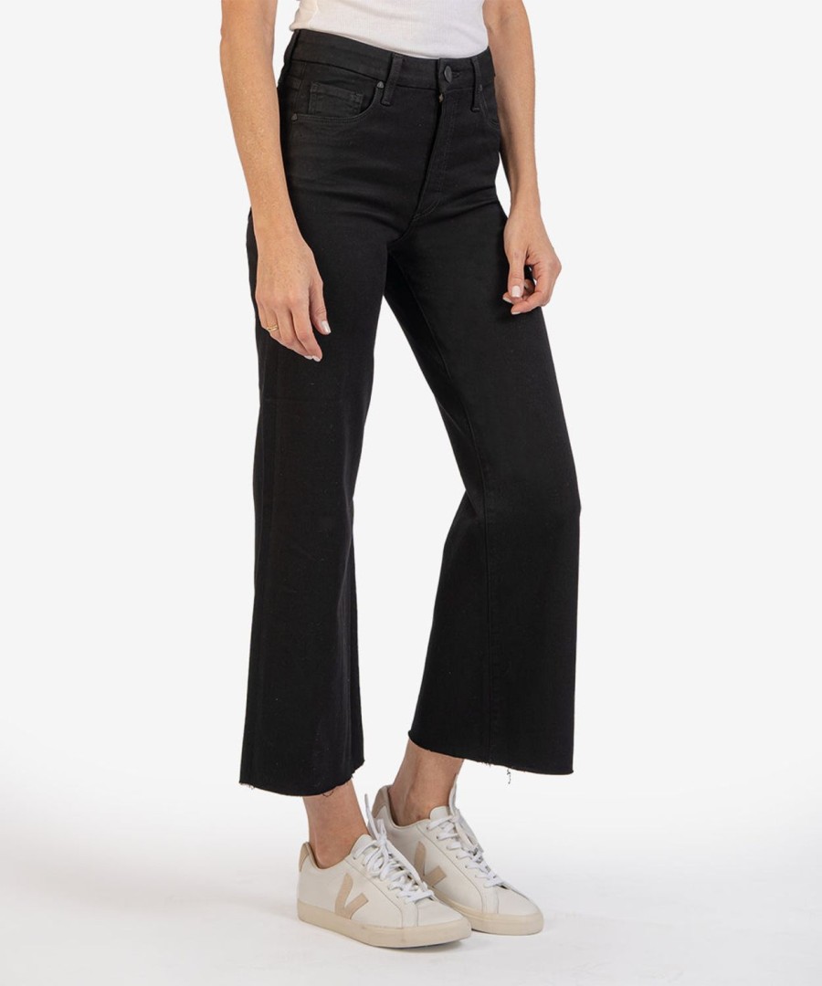 Denim Kut from the Kloth | Meg High Rise Fab Ab Wide Leg Raw Hem, Exclusive ( ) Black