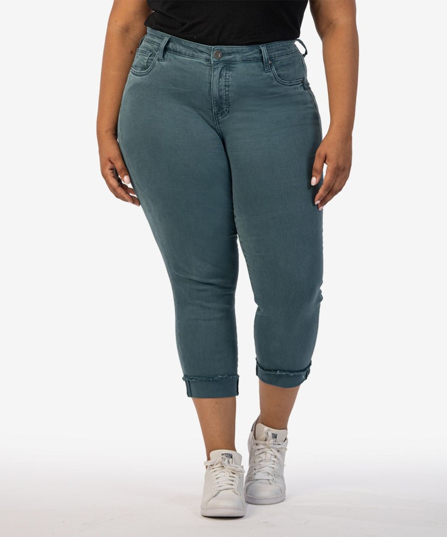 Fit Kut from the Kloth Amy Crop Straight Leg | Amy High Rise Crop Straight Leg, Plus Teal Blue