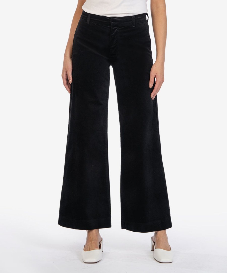 Denim Kut from the Kloth | Meg High Rise Velveteen Wide Leg Trouser Black