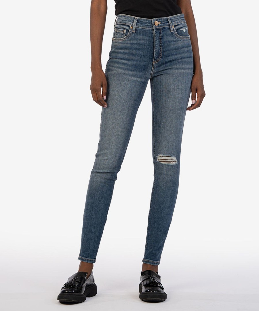 Denim Kut from the Kloth | Mia High Rise Fab Ab Slim Fit Skinny, Exclusive Outpaced W/Dk Base Wash