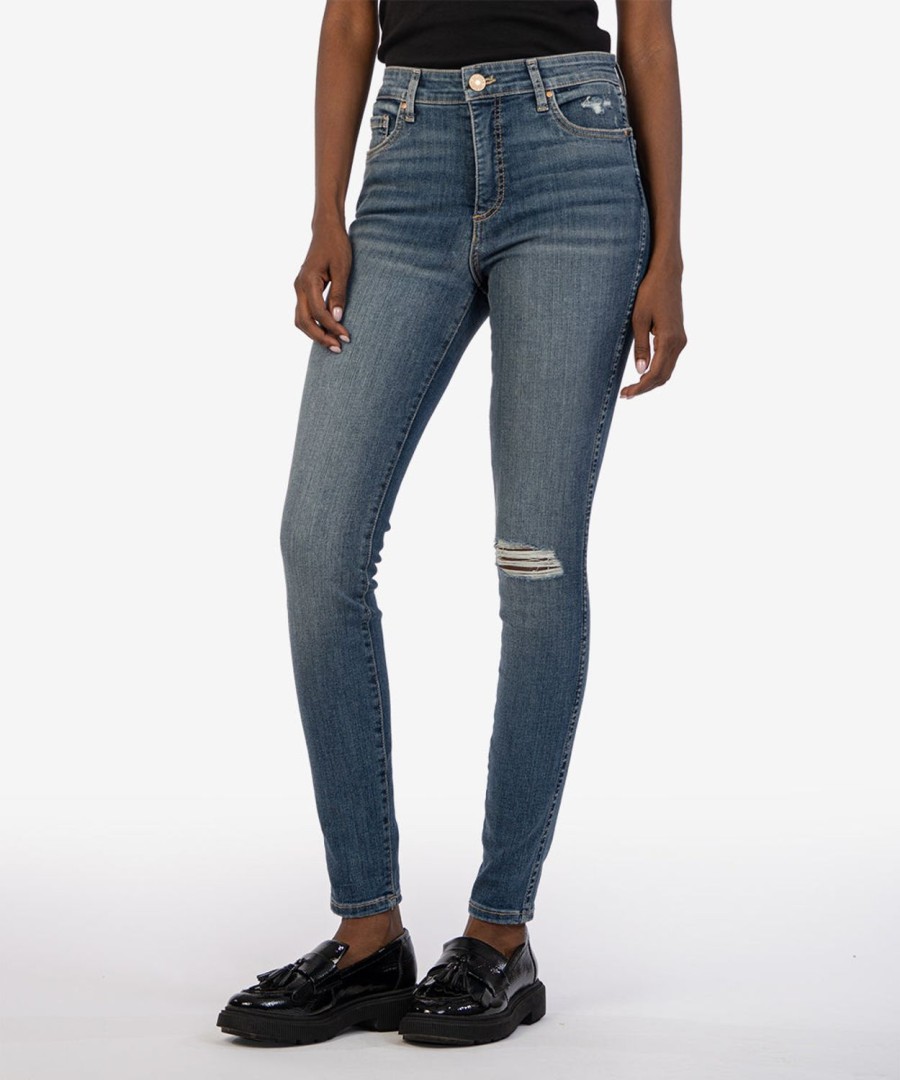 Denim Kut from the Kloth | Mia High Rise Fab Ab Slim Fit Skinny, Exclusive Outpaced W/Dk Base Wash