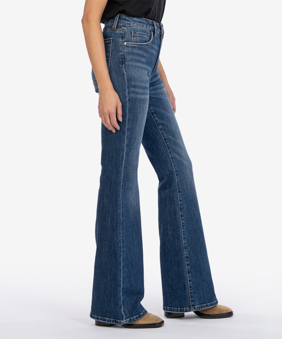 Denim Kut from the Kloth | Ana High Rise Fab Ab Flare Ennobled W/Dk Stone Base Wash