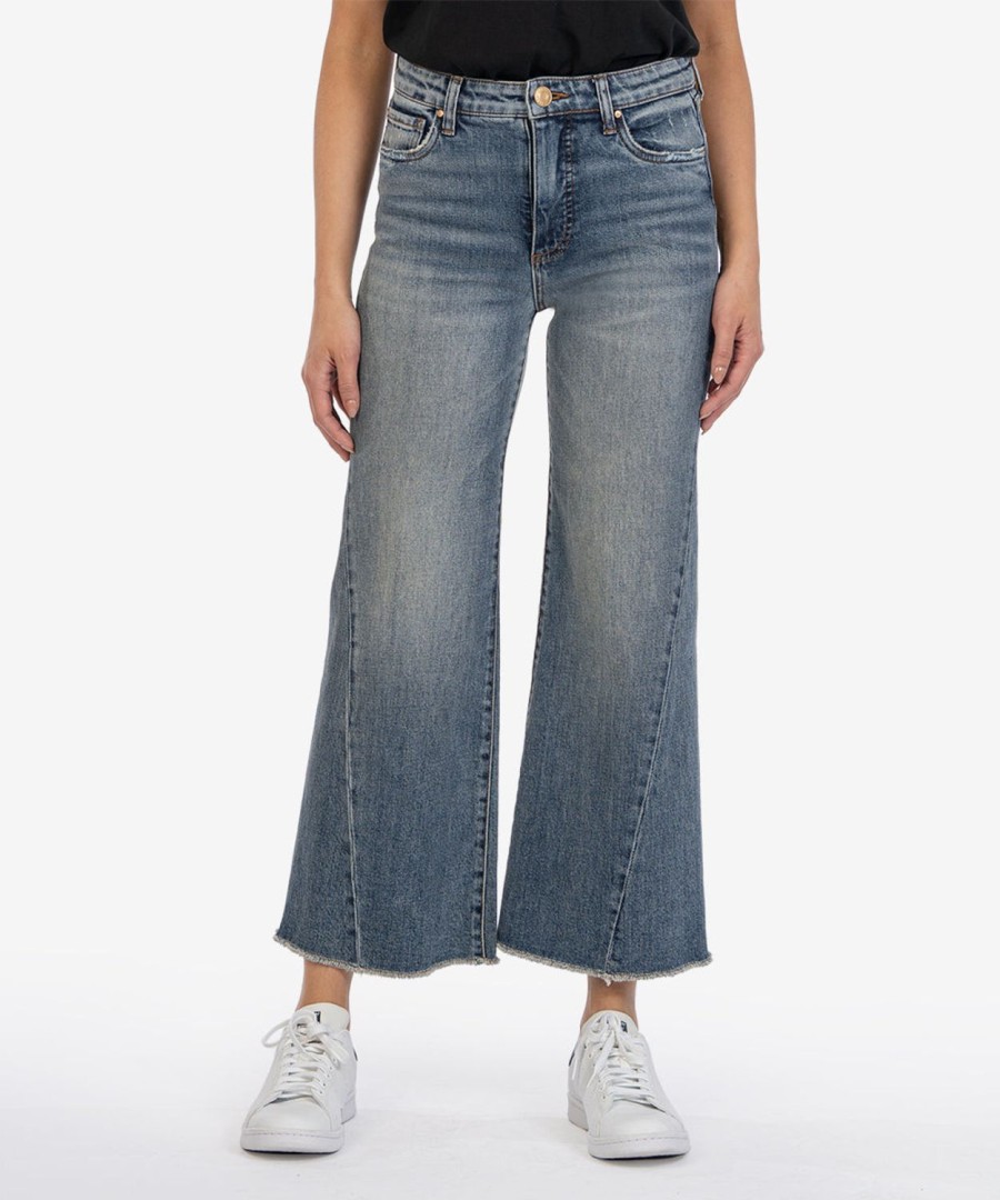 Denim Kut from the Kloth | Meg High Rise Fab Ab Wide Leg Reliance W/Medium Base Wash