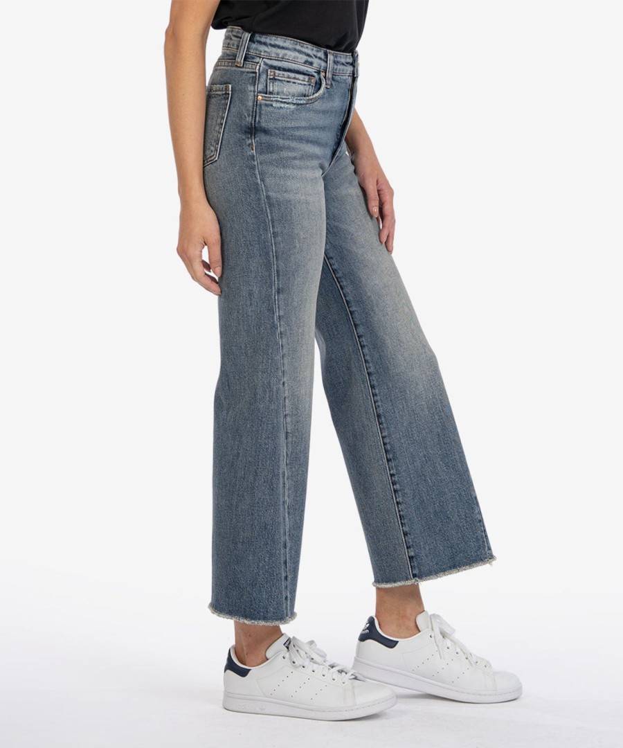 Denim Kut from the Kloth | Meg High Rise Fab Ab Wide Leg Reliance W/Medium Base Wash