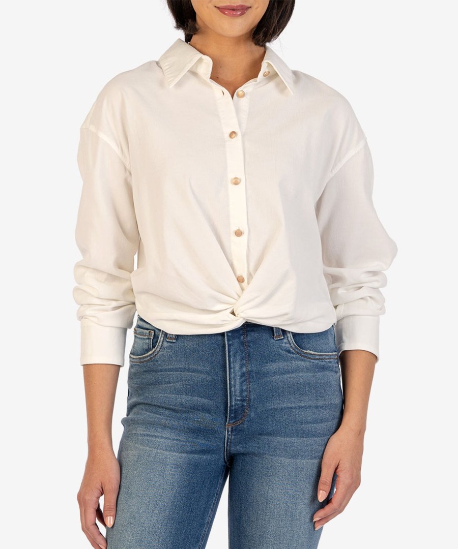 Clothing Kut from the Kloth | Delanie Twist Front Shirt Off White