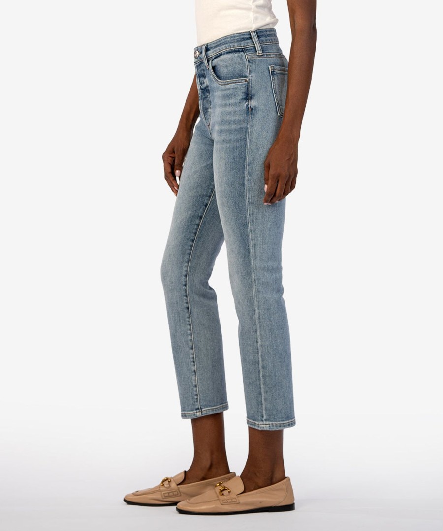 Denim Kut from the Kloth | Elizabeth High Rise Crop Straight Leg Supported W/Med Base Wash