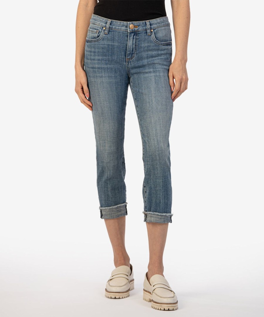 Fit Kut from the Kloth Amy Crop Straight Leg | Amy Crop Straight Leg Gained W/Med Base Wash