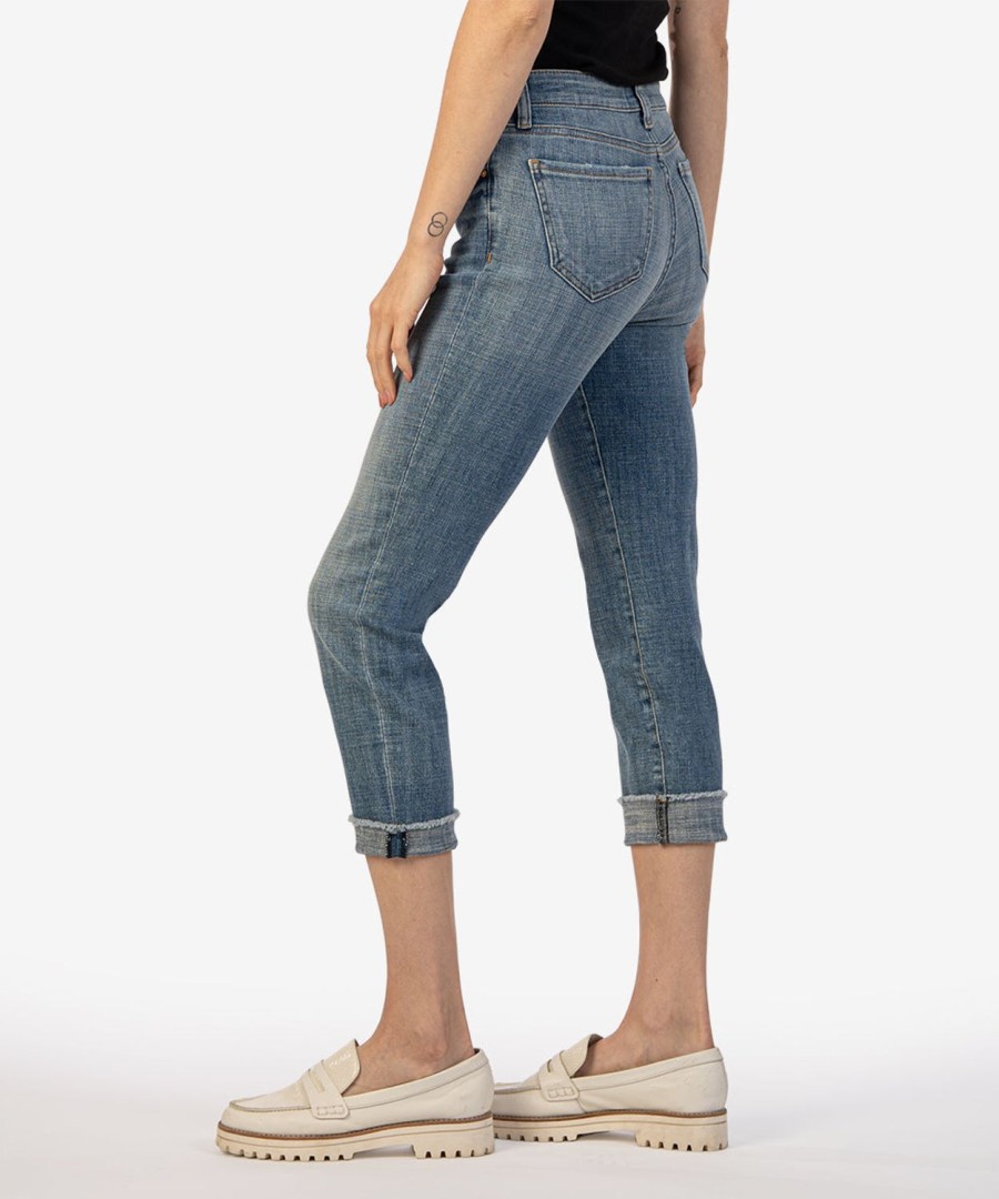 Fit Kut from the Kloth Amy Crop Straight Leg | Amy Crop Straight Leg Gained W/Med Base Wash