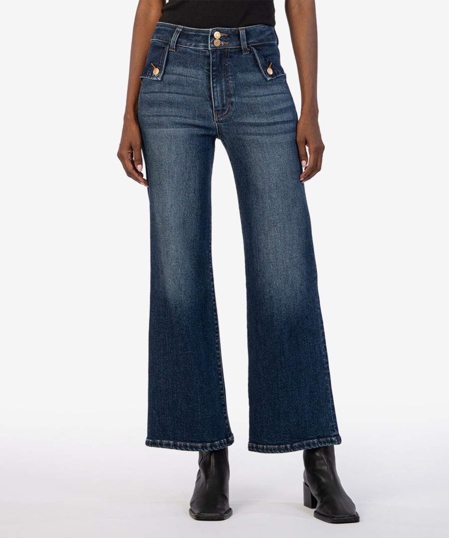 Denim Kut from the Kloth | Meg High Waist Flare Jeans Bracing W/Dk Base Wash