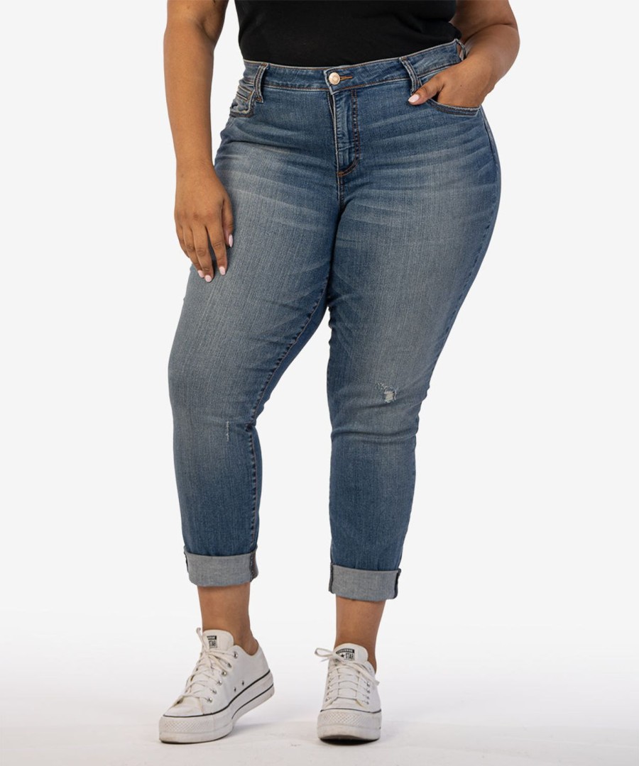 Denim Kut from the Kloth | Catherine High Rise Boyfriend, Plus Helped W/Medium Base Wash