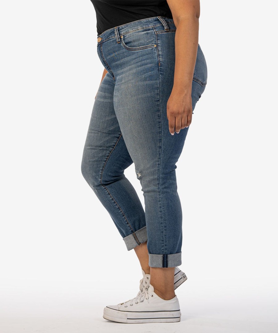 Denim Kut from the Kloth | Catherine High Rise Boyfriend, Plus Helped W/Medium Base Wash