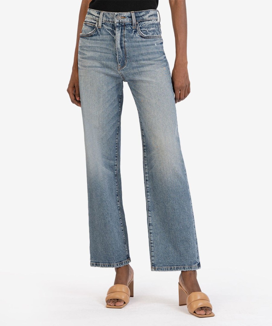 Denim Kut from the Kloth | Sienna High Rise Wide Leg Happy W/Medium Base Wash