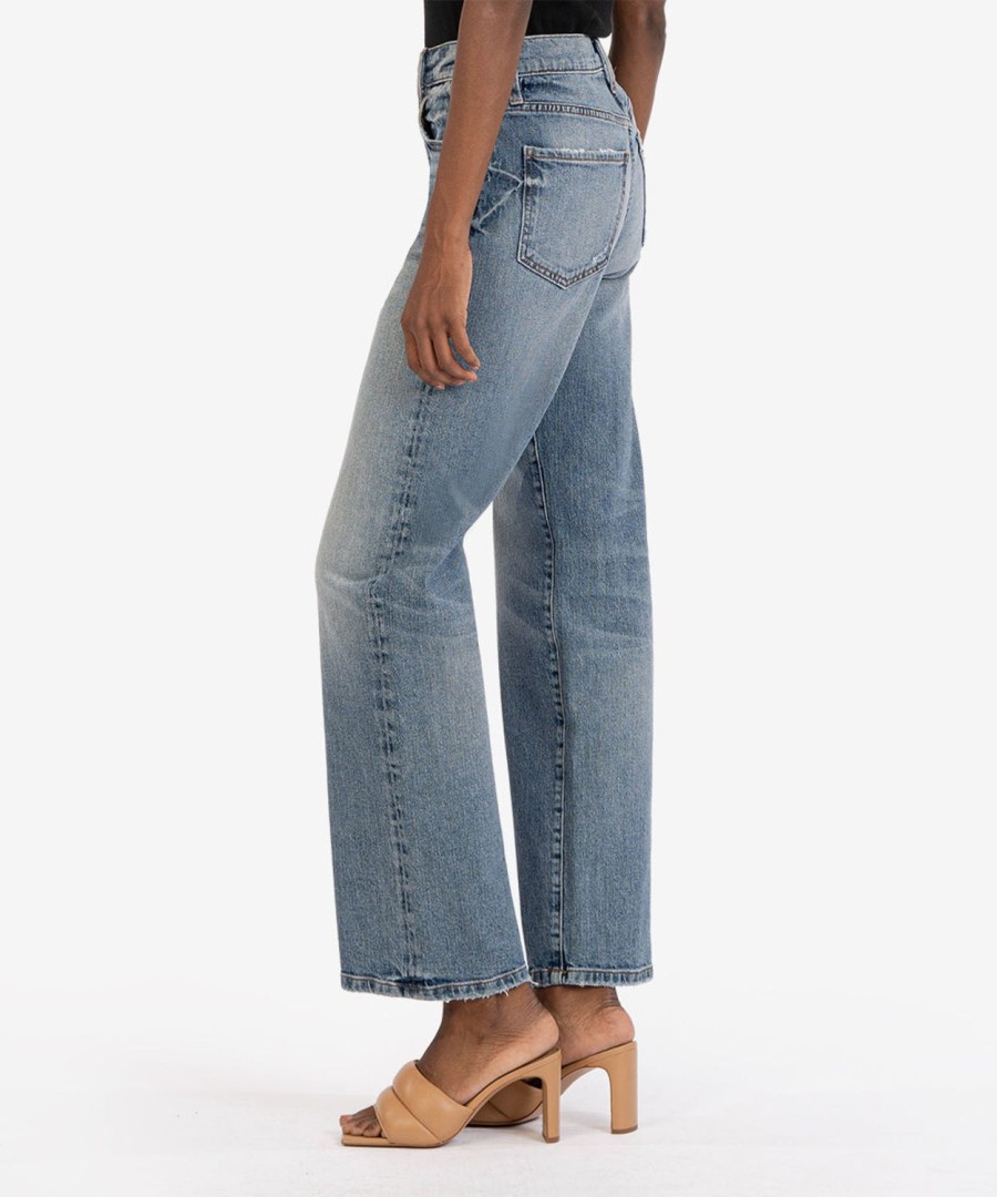 Denim Kut from the Kloth | Sienna High Rise Wide Leg Happy W/Medium Base Wash