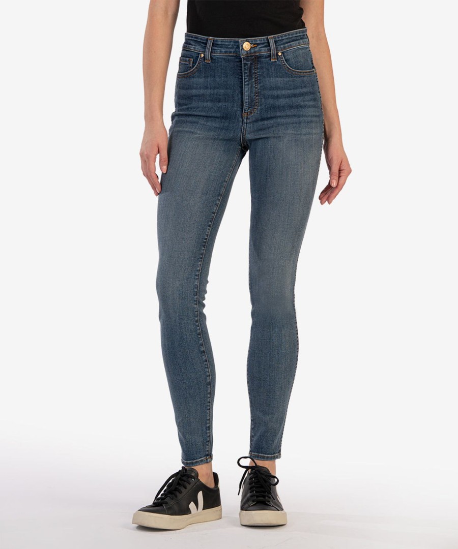 Denim Kut from the Kloth | Mia High Rise Fab Ab Slim Fit Skinny Furthered W/Med Base Wash