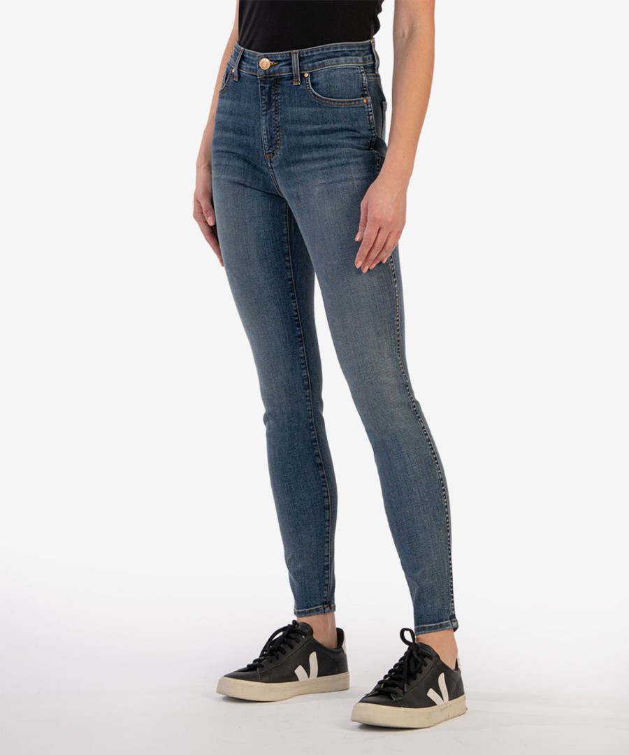 Denim Kut from the Kloth | Mia High Rise Fab Ab Slim Fit Skinny Furthered W/Med Base Wash