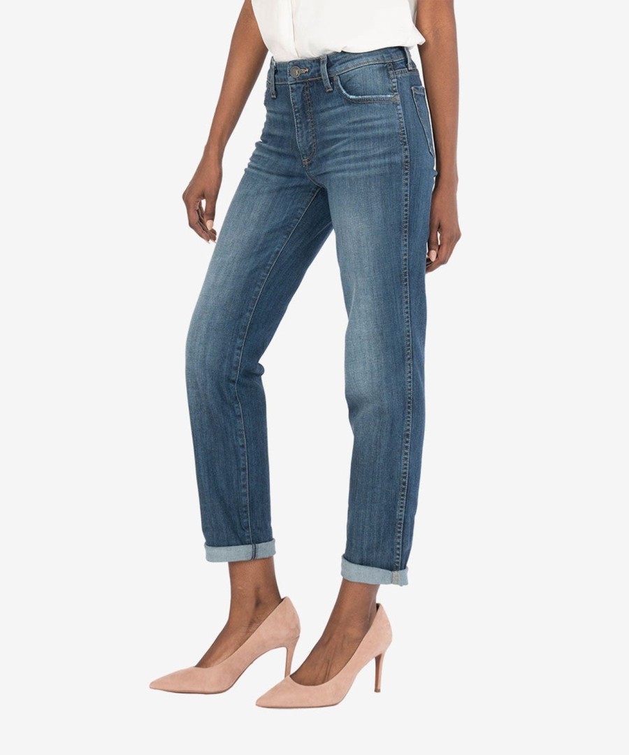 Fit Kut from the Kloth Catherine Boyfriend | Catherine High Rise Fab Ab Boyfriend (Qualitative Wash) Qualitative W/Medium Base Wash