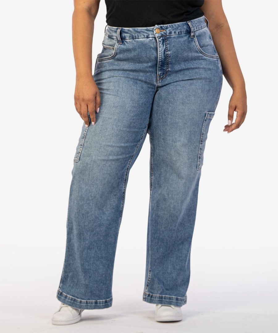 Denim Kut from the Kloth | Jodi High Rise Fab Ab Wide Leg, Plus Blithe W/Medium Base Wash