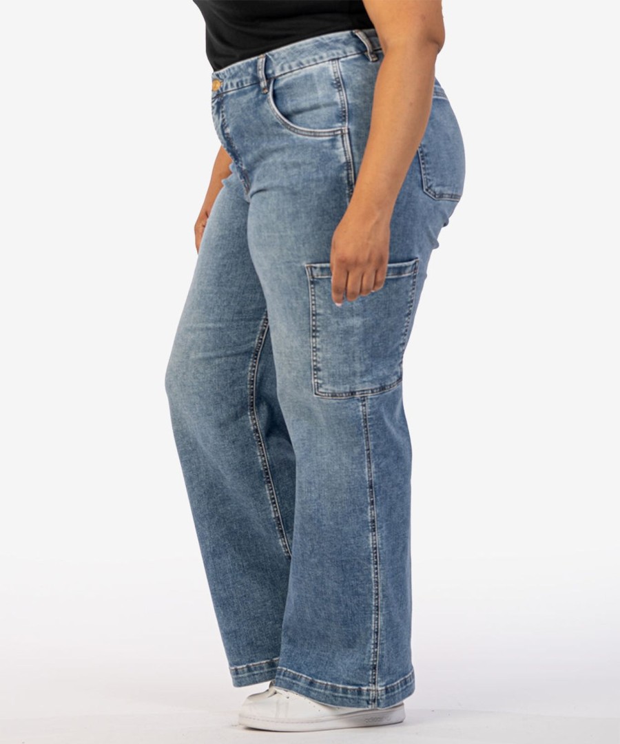 Denim Kut from the Kloth | Jodi High Rise Fab Ab Wide Leg, Plus Blithe W/Medium Base Wash