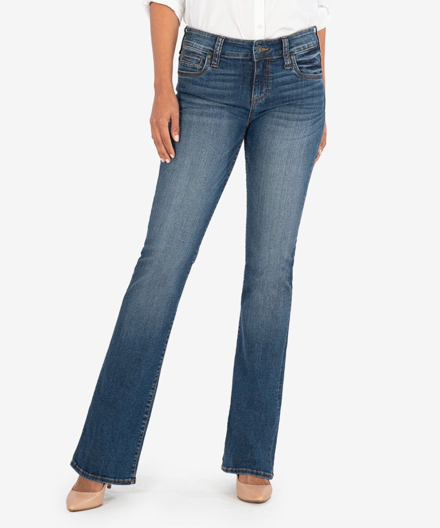 Fit Kut from the Kloth Natalie Boot Cut | Natalie Mid Rise Bootcut, Long Inseam (Fellowship Wash) Fellowship W/Medium Base Wash