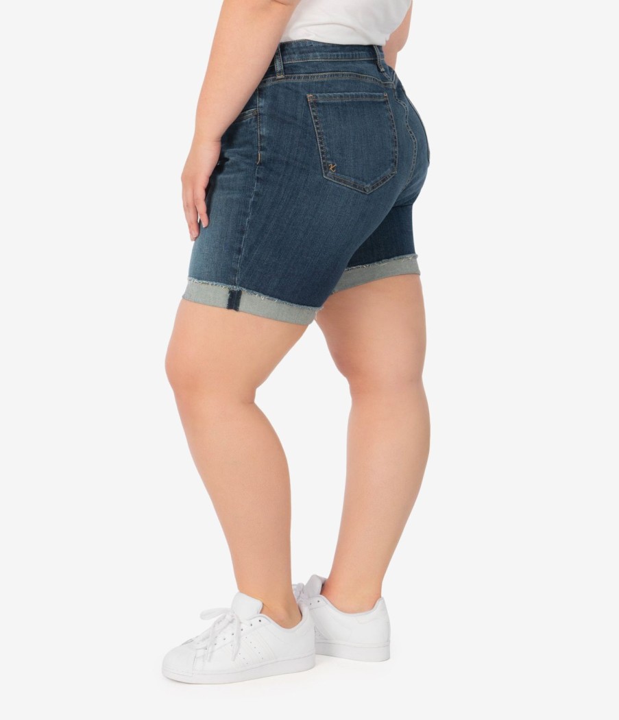 Denim Kut from the Kloth | Catherine Mid Rise Boyfriend Short, Plus (Stimulating Wash) Stimulating W/Dk Stone Base Wash