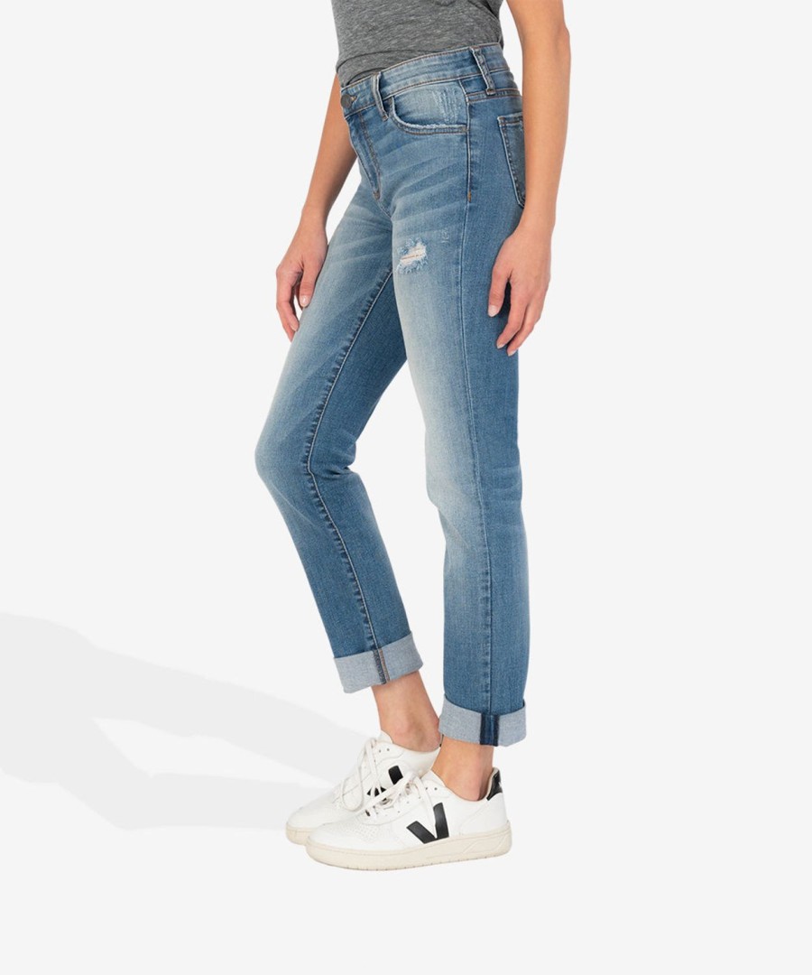 Denim Kut from the Kloth | Catherine Mid Rise Boyfriend Voice W/Medium Base Wash