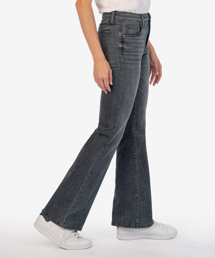 Fit Kut from the Kloth Ana Flare | Ana High Rise Fab Ab Flare Conversation W/Black Base Wash