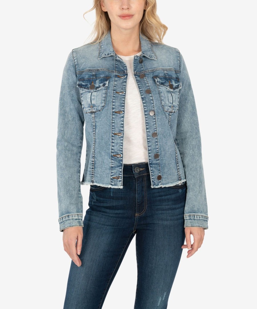 Clothing Kut from the Kloth | Kara Denim Jacket, Petite Standard W/Medium Base Wash