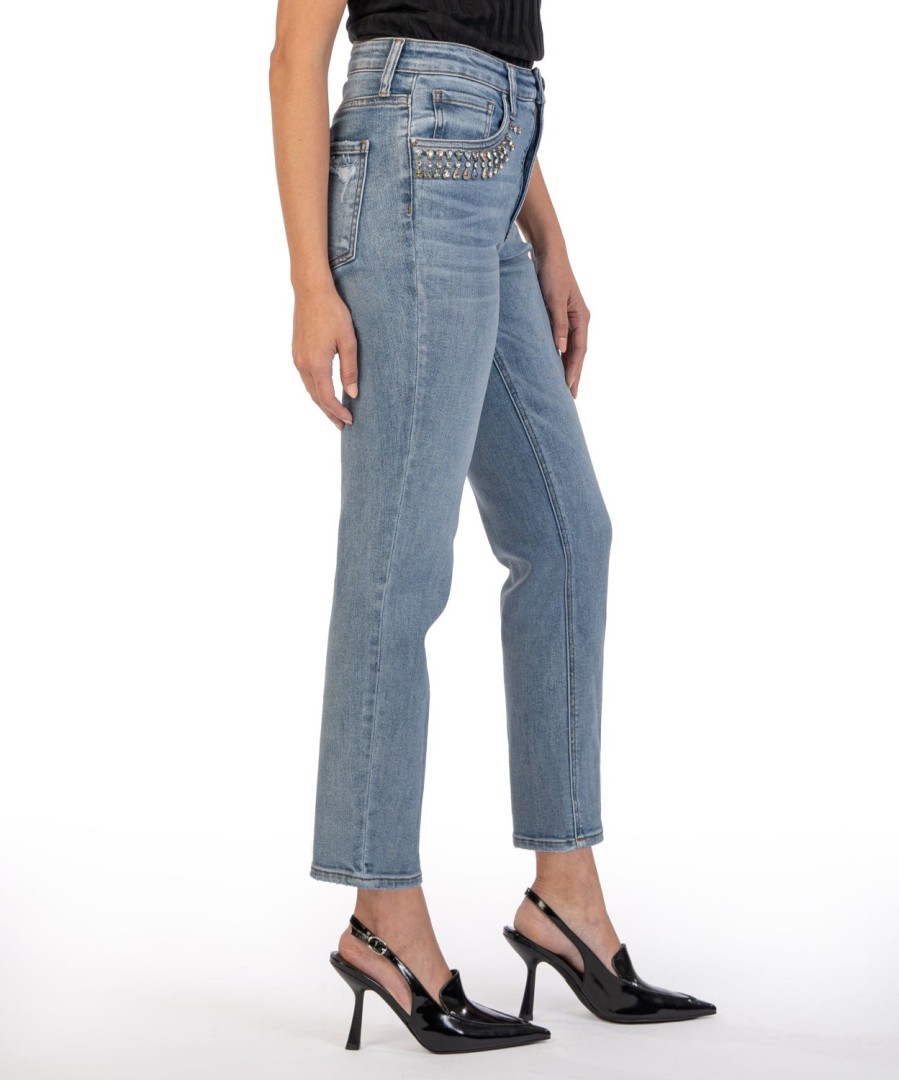 Fit Kut from the Kloth Rachael Mom Jean | Rachael High Rise Fab Ab Mom Jean Precision W/Medium Base Wash