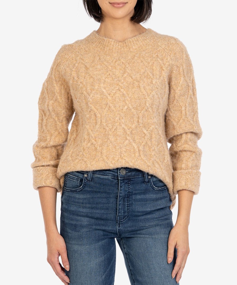 Clothing Kut from the Kloth | Eudora Cable Knit Sweater Oatmeal