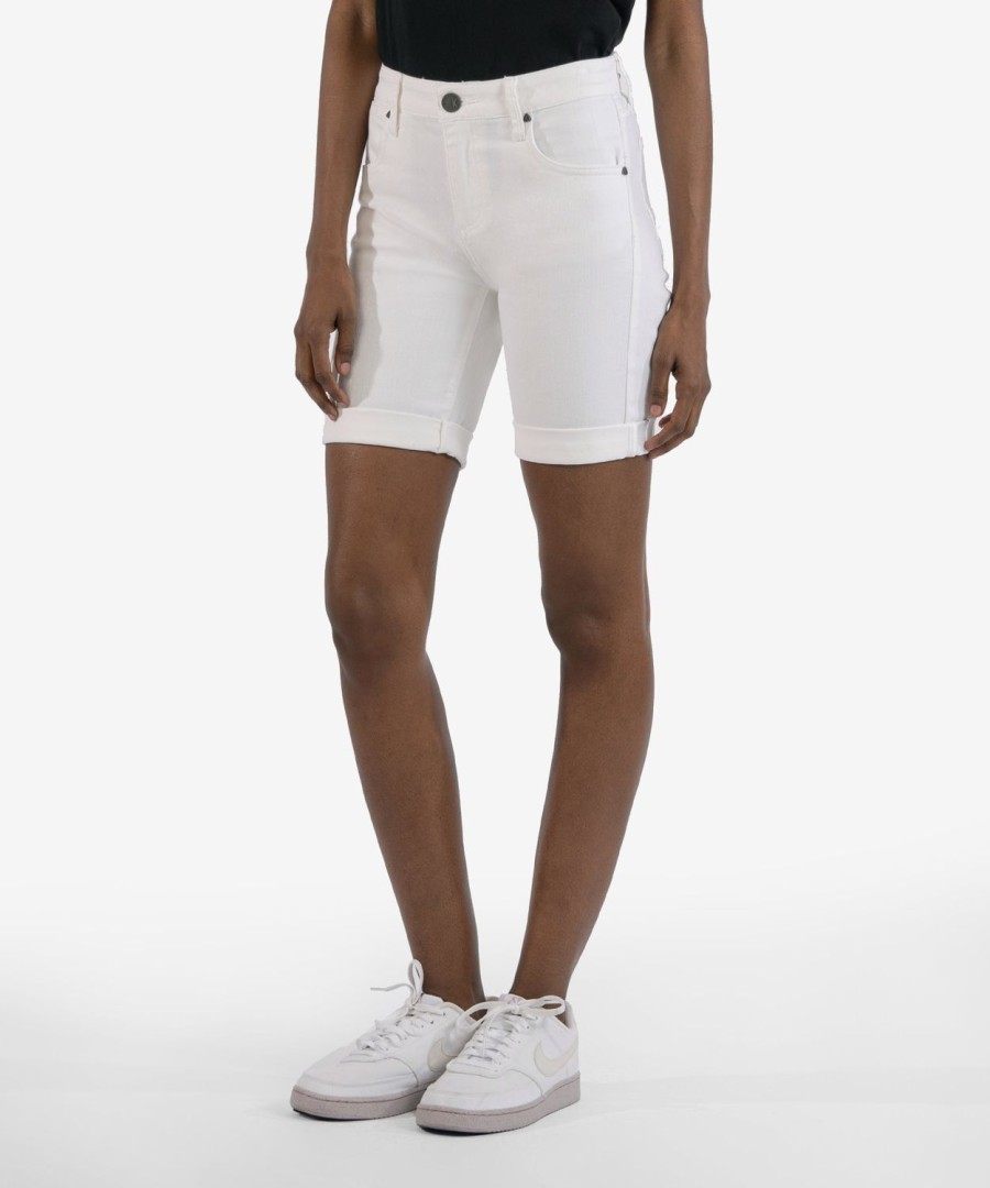 Denim Kut from the Kloth | Catherine Mid Rise Boyfriend Short Optic White