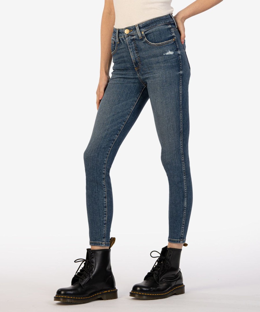 Fit Kut from the Kloth Donna Ankle Skinny | Donna High Rise Fab Ab Ankle Skinny, Exclusive Reduced W/Med Base Wash